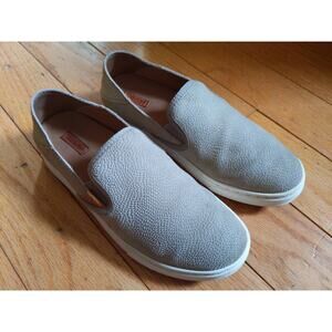 OLUKAI Pehuea Gray Leather Slip-On Shoes Size 7 Hawaiian Comfort Casual Walking